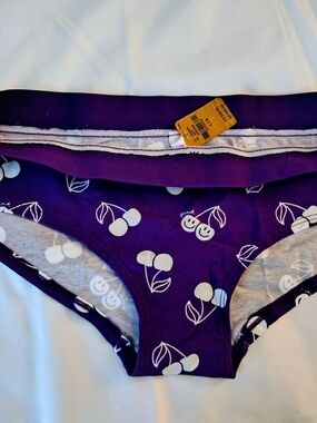 Pink Purple Cherry Print Cotton Briefs